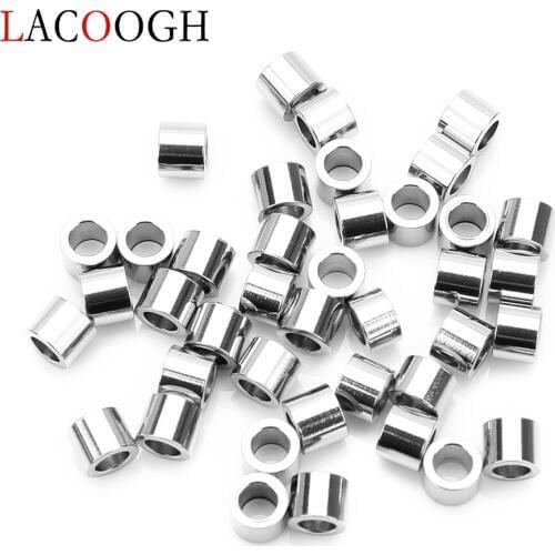 20pcs/lot Stainless Steel Short Tube Spacer Beads with 3.2mm 5.2mm Big Hole for DIY European Jewelry Making Accessories Supplier