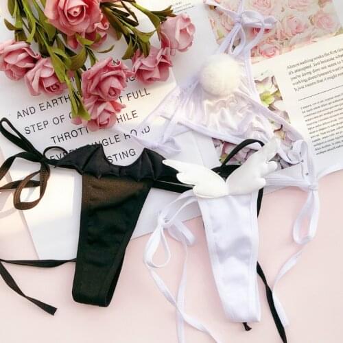 3 pieces cotton sexy angel rabbit thong underwear qadin alt geyimleri sousvetement femme tanga rojo bragas mujer culote