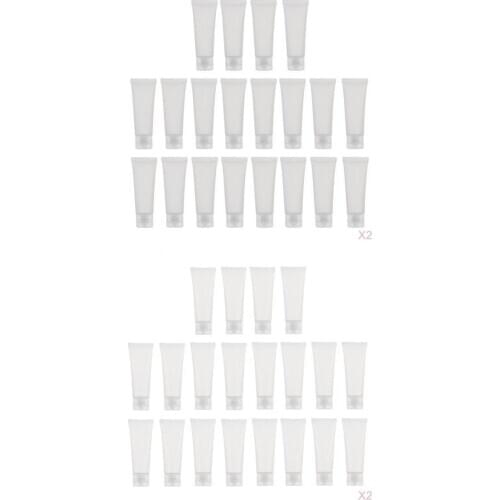 80x Plastic 50ml Empty Travel Cosmetic Tubes Squeeze Flip Cap for Shampoo