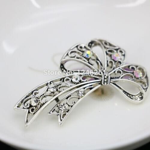 Bowknot Jewelry making Accessories Rhinestone Brooch Breastpin Elegant Brooches DIY Crystal Wedding Gifts For Girl Women 30*49mm