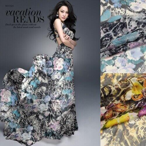 CNUM SC023 100% Natural Silk/Leopard Print/Silk Fabric Chiffon/Anti-UV/Width 1.48yd Thickness 6mm