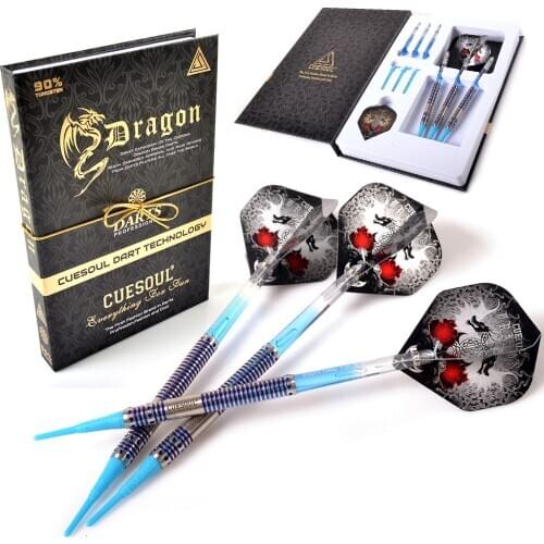 CUESOUL Dragon Fashionable 90% tungsten 18g Soft Tip Darts Set,Barrel with Titanium Coated