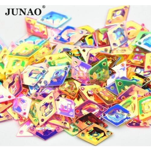 JUNAO 10g 5*12mm Colorful Diamond Shape Loose Sequins Paillette Sew On Glitter Rhinestones Applique For Clothes Needlework