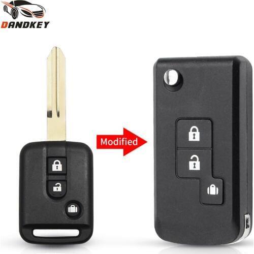 Dandkey Modified Flip Remote Car Key Shell For Nissan Micra 350Z Pathfinder Almera Navara 3 Buttons Auto Key Case