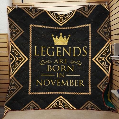 Legends are born in November Quilt Blanket Mat 3D Printed Summer Quilt Bed Sofa Blanket For Kids Adults Washable