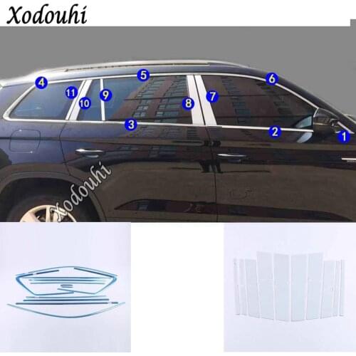 For Skoda Kodiaq 2017 2018 2019 2020 2021 Car Styling Stainless Steel Glass Window Garnish Pillar Middle Column Trim Hoods
