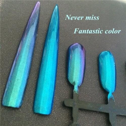 FANTASTIC BLUE Mirror Powder Nails Chrome Pigment Gel Nail Polish Reflecting Ongles Sequins Nail Art Glitter Manicure DIY