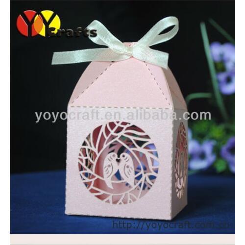 Free ribbon Laser Cut Wedding Favour Boxes Bird lace wedding card box