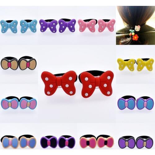 Custom Design 10Pcs/Set Kids Girls Nice Hair Rubber Bands Colorful Bowknot Hair Accessories Souvenir Present Hair Ropes