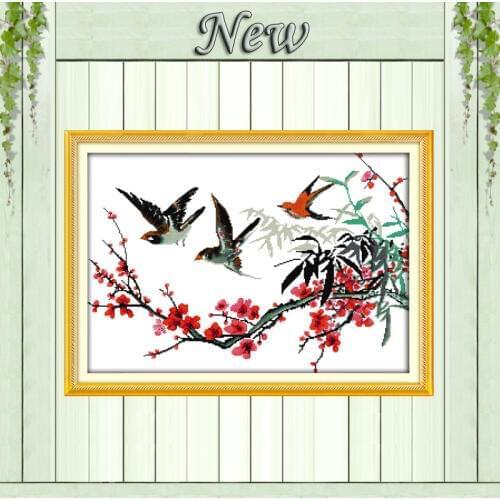 The birds with branches Decor paintings counted printed on canvas DMC 11CT 14CT DIY kits Cross Stitch embroidery needlework Sets
