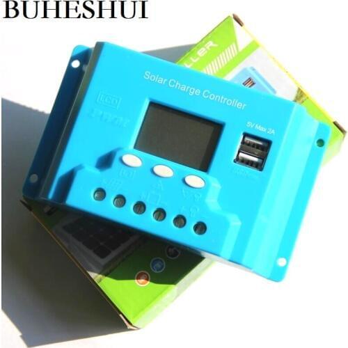 BUHESHUI Solar Panel Controller LCD Display Solar Regulator SystemBattery Charger 240W/480W 20A 12V/24V+Dual USB 10Pcs/lot