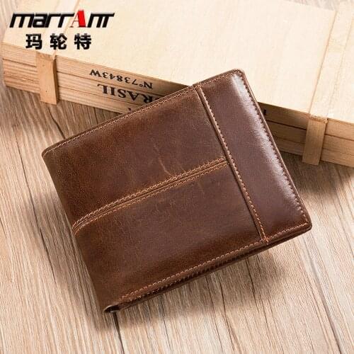 Rfid Anti-theft Leather Mens Wallet Wallet Short First Layer Cowhide Multi-card 20% Off Mens Wallet Coin Purse