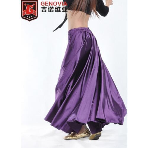 2018 Dancing Belly Dance Costumes Satin Long Skirt Swing Skirts 14 Colors