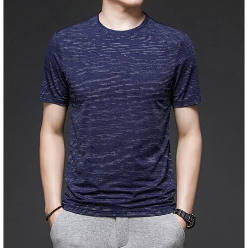 Summer new middle-aged mens round neck short sleeve T-shirt sports leisure thin T-shirt comfortable breathable top bottom coat