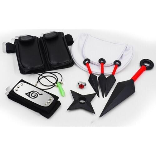 Hot Japan Anime Cosplay Costumes Toy Set Accessories Weapons Shuriken Headband Darts arms Ninja Bag Play Set Props