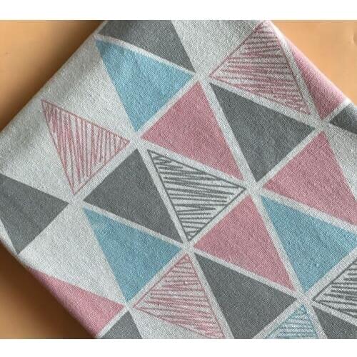 Mylb Linen fabric linen printing Nordic style lattice table cloth curtain cloth pillow with cloth