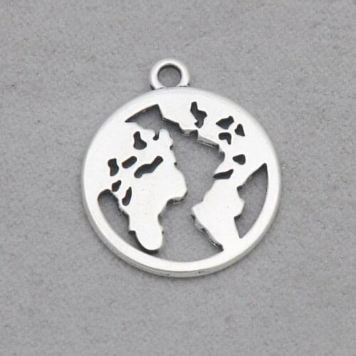 RAINXTAR Fashion Antique Silver Color Alloy World Map Charms 18*21mm 50pcs AAC1236