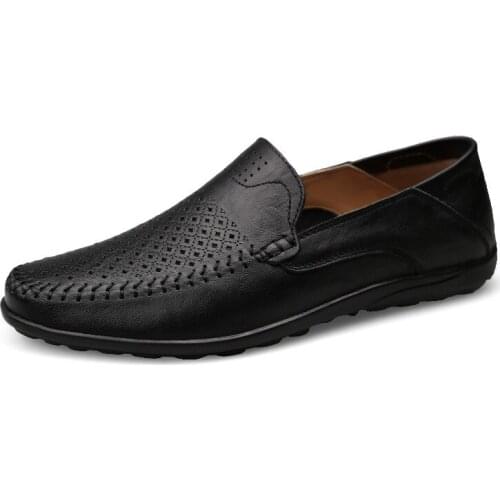 2021 Summer Autumn New Concise Style Leather Casual Shoes for Man Breathable Slip-on Shallow Loafers Comfortable for Daily