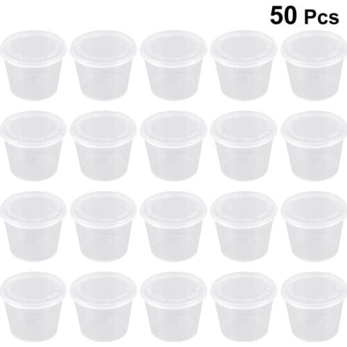 50PCS 25ml/40ml Disposable Plastic Portion Cups Clear Portion Container with Lids for Jelly Yogurt Mousses Sauce