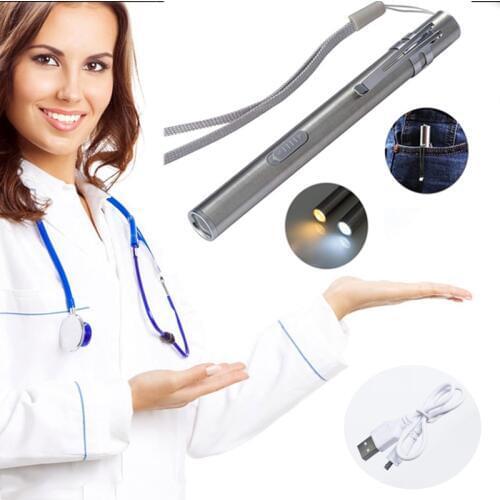 Portable Medical Flashlight Pocket Pen Light LED Torch Lamp USB Rechargeable Flashlights For Nursing Doctors First Aid Camping