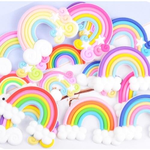 10pcs Polymer Clay Rainbow Clouds Ornaments DIY Craft Supplies Jewelry Hair Accessories Phone Shell Patch Arts Decor Materials