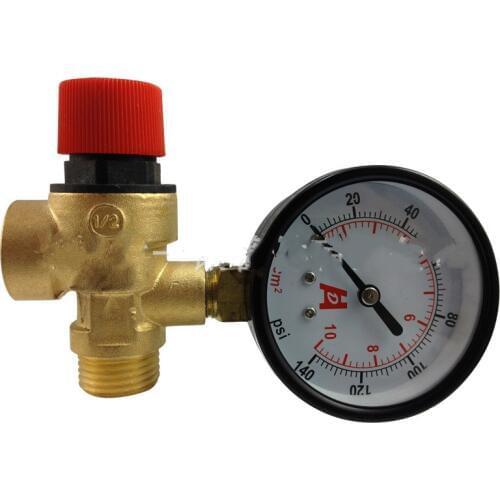 1/2 " DN15 1.5-8 bar safety valve relief valve for solar water heater with Pressure gauge