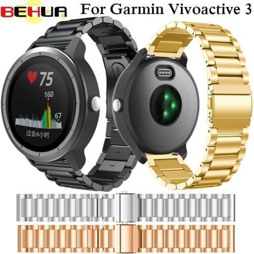 20mm watchband Stainless steel Wristband for Garmin Vivoactive 3 Watch band bracelet Replacement Strap for Garmin Vivoactive3