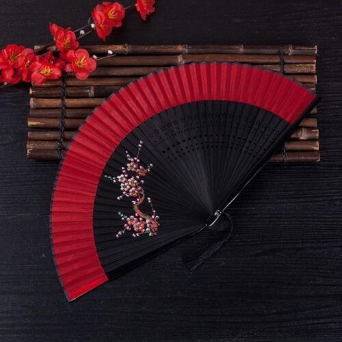 Chinese Style Plum Painting Handheld Folding Fan for Dancing Wedding Party Dance X4YD