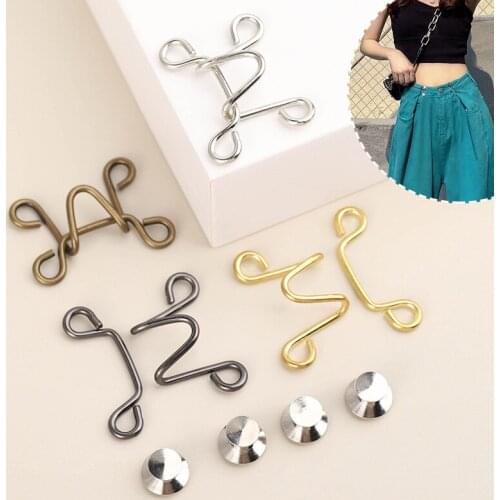 DIY Invisible Waist Adjustment Button Metal Jeans Buttons Waist Removable Buckle No Nails Waist Button Detachable Button