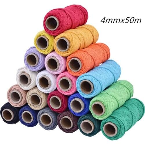4mmx50m Roll Cotton Cord Handmade Ropes Twisted Craft String DIY Home Textile Wedding Decorative Supply