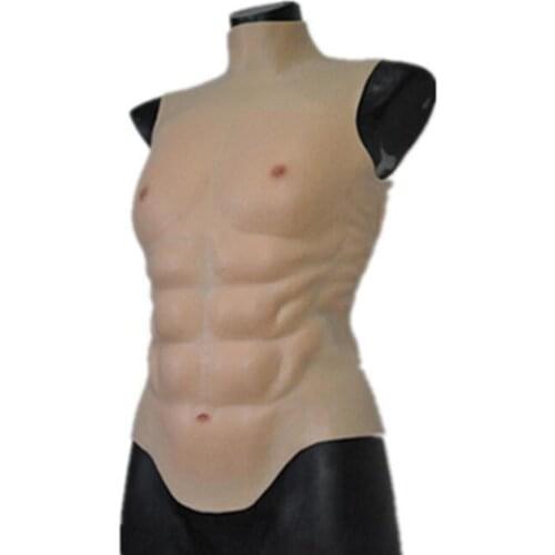 Silicone Muscle Chest Realistic Half Body High Collar Chest Body Suit for Cosplay Makeup Halloween Props Male Shaper Stronger