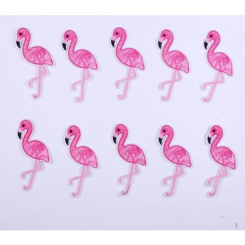 Cute Flamingo Embroidered Patches for Clothing Fusible Sewing Application Sew on Patch Diy Iron-on Applique Stripes on Clothes