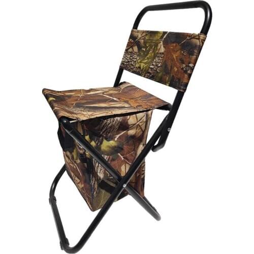 Folding Chair Seat Stool Camouflage Fishing Chair Seat Camping Beach Chair with Backrest Storage Bag for Outdoor Fishing