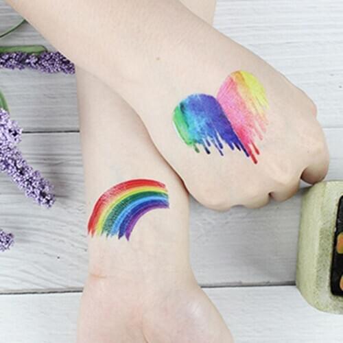 20x Rainbow Waterproof Heart Temporary Tattoos Leg Hand Transfer Stickers Decals