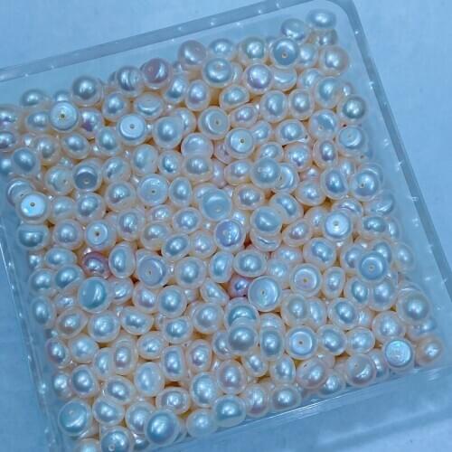 Zhuji Freshwater Button Pearls 4-4.5mm 5-5.5mm Half Hole Natural Pearls Loose White Pink Purple Pearls for Jewelry Making