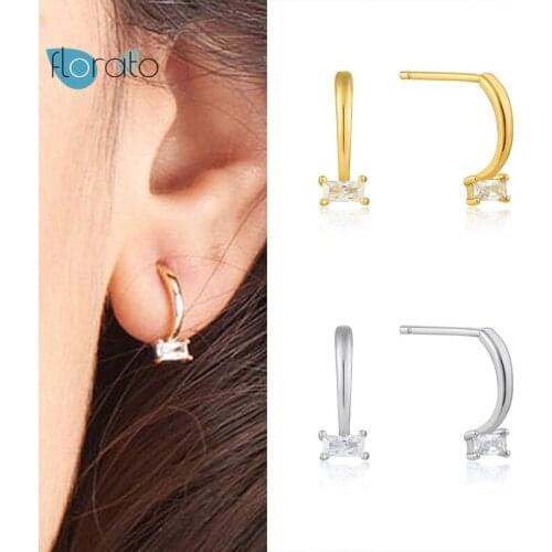 925 Silver Ear Needle 2021 Minimalist Stud Earring for Women Clear Zircon Jewelry Long Earrings Fashion European Wedding Jewelry