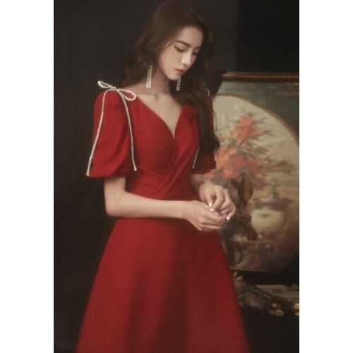 Women V Neck Short Sleeve Formal Evening Dresses 2021 Sexy Long A-Line Party Gowns Toast Clothing Robe De Soiree