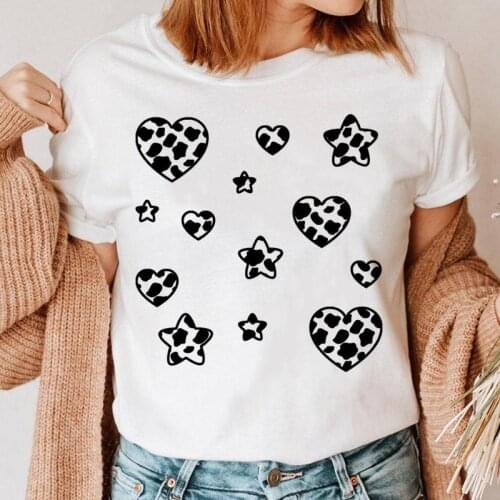 Women Leopard Love Trend Short Sleeve Graphic Top Print Clothing 90s T Shirt Female Tee Ladies Cartoon T-shirt