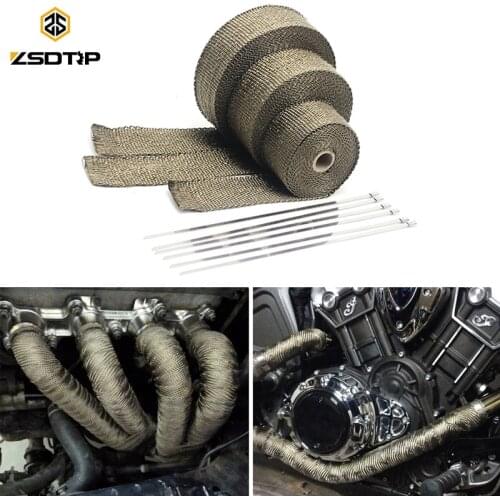 ZSDTRP 10m Titanium Temp Exhaust Heat Wrap Heater Resistant Downpipe Ties Car Motorcycle Tape Replacement
