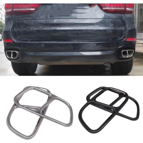 For BMW X5 F15 2014-2018 for M sports version X6 F16 2015-2019 Automobiles Tail Throat Black Silver 1Set/2pcs