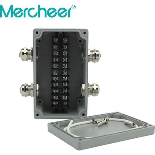 10A 600V 11p terminals M16 glands two inlet two outlet 120*80*55mm waterproof aluminum box aluminium alloy sealed junction box