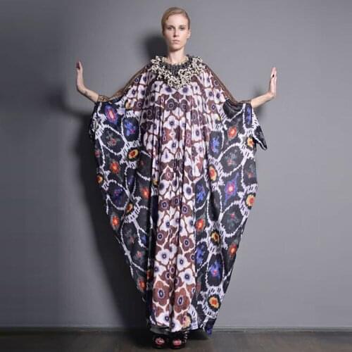 2021 Beach Party Holiday Printed Women Long Dress Arab Dubai Muslim Robe Casual Loose Abaya Gowns African Dashiki Kaftan Ramadan