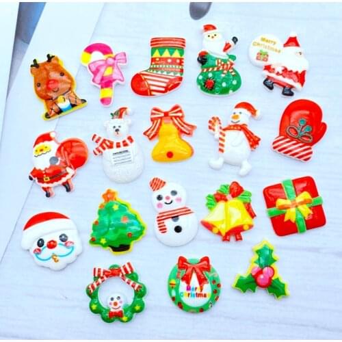 30Pcs Cute Mixed Mini Christmas Collection Flat Back Resin Cabochons Scrapbooking DIY Jewelry Craft Decoration Accessorie K40