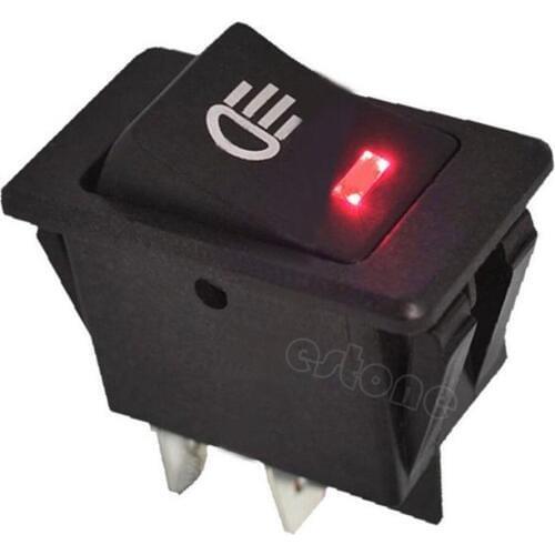 35A 12V Car Fog Light Rocker Switch 4Pins Red LED Dash Dashboard Sales