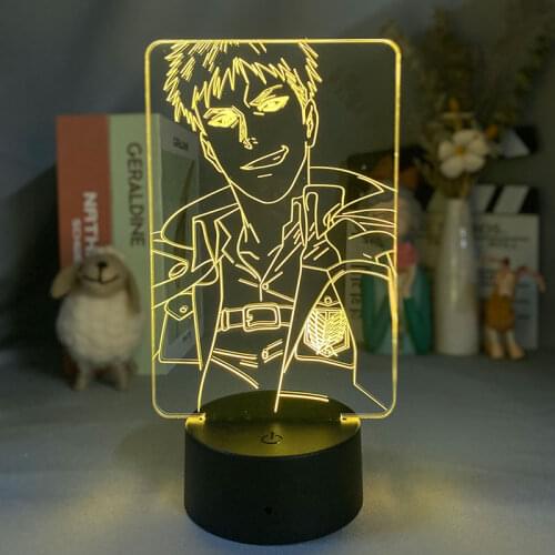 Anime Attack on Titan 3d Lamp Reiner Braun Acrylic 3d LED Night Light for Home Room Decor Light Children Gift Manga Lamparas