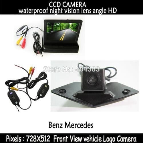 Car-style Waterproof Car CCD front View Camera + Monitor for Benz Mercedes Vito Viano A B C E G GL SLK GLK SL R GLA CL CLA AMG