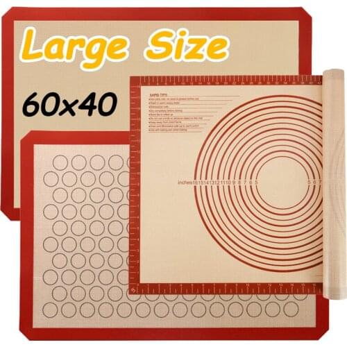 Large Silicone Baking Mat Non Stick Pastry Mat Dough Kneading Mat Silicon Liner for Bake Pans Macaron/Cookie/Bread Making 60x40