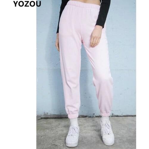 Baggy Women Jogger Sweatpants Casual Pink Blue black gray elastic High Waist Trousers Female Hip Hop Streetwear