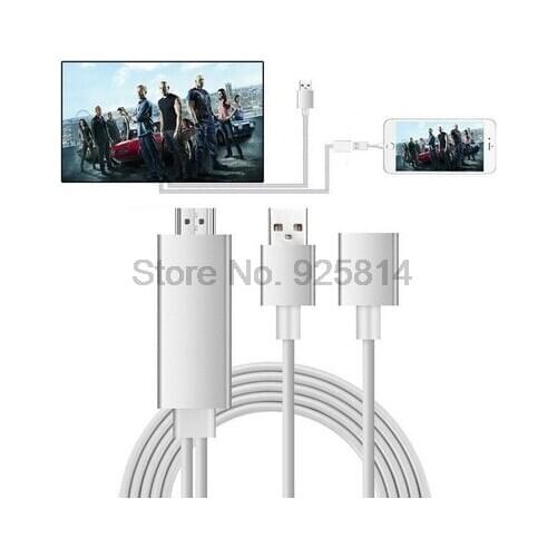 By dhl or ems 50pcs HDMI Cable HDTV Adapter AV Cable 8 Pin/Micro USB to HDMI 1080P For iPhone 5 6 S Plus For Android Samsung