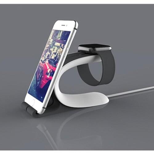 2-in-1 Silica Gel Charger Docking Station Universal for Mobile Phone Tablet E-readers Apple Watch 360 Rotating Flexible Long Arm